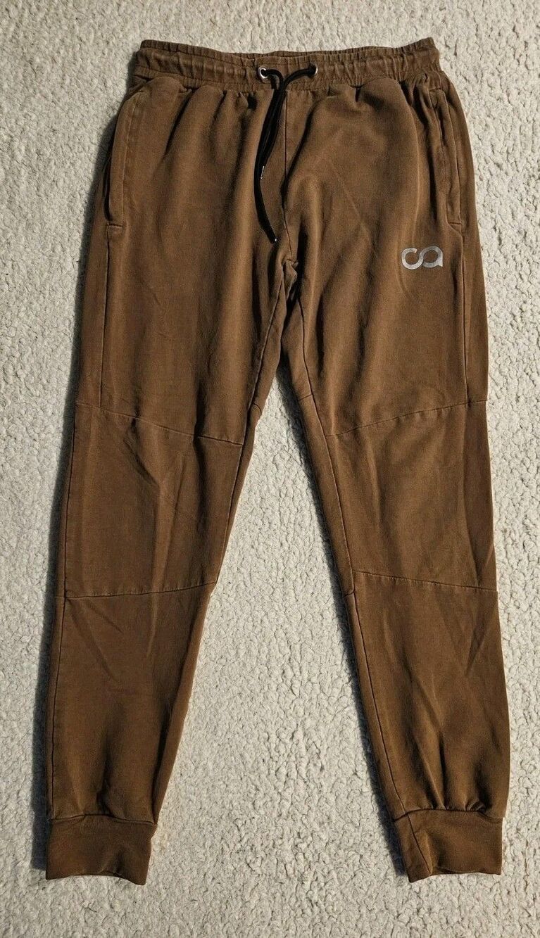 Contour Athletics Jogger Sweatpants Brown Mens M Zipper Pockets Workout